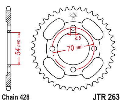 125 NEXXON (2007 - 2009) plieninė galinė žvaigždutė | JT Sprockets