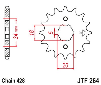 125 HIPSTER (2001 - 2004) plieninė priekinė žvaigždutė | JT Sprockets